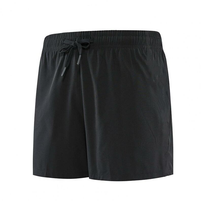 Mid-Rise Elastic Waistband Drawstring Pockets Casual Shorts Men Summer Solid Color Loose Fitness Jogger Sports Shorts шорты