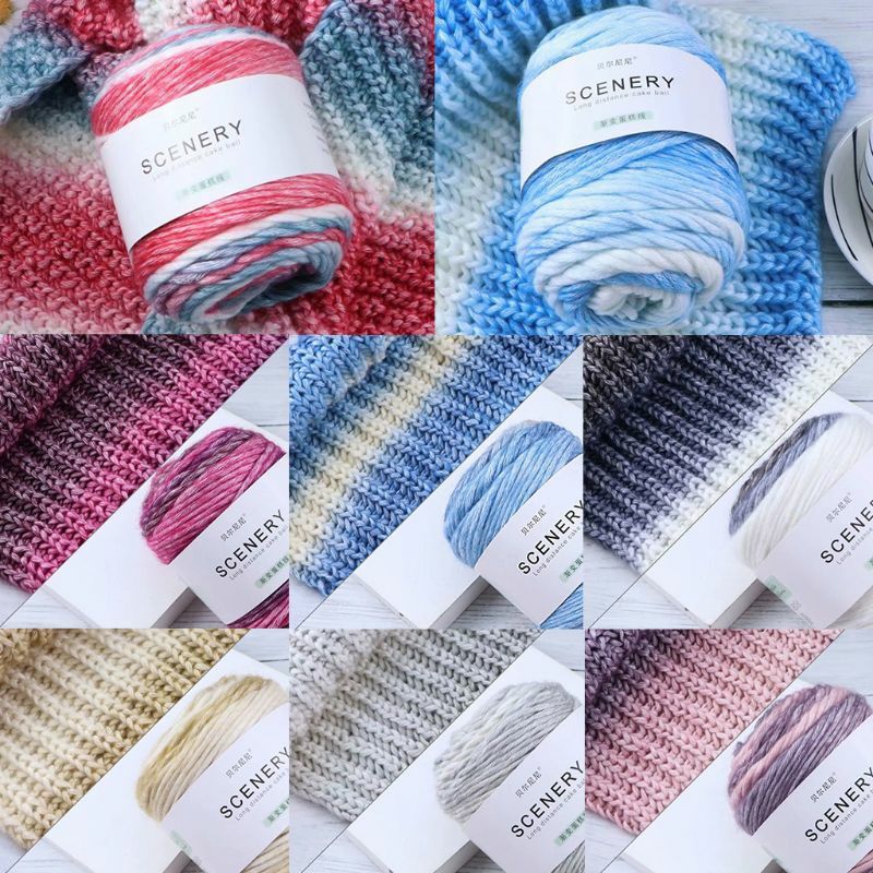 100g Worsted Hand Knitting Cake Yarn Ombre Colorful Crochet Woven Thread DIY Craft for Winter Warm Scarf Coat Sweater