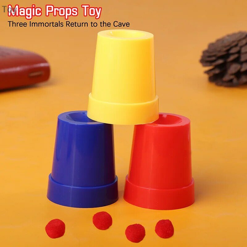 Di medie dimensioni tre tazze di palline Magic Close Up Magic Three immortali Return Cave Magic puntelli giocattoli magici oggetti di scena giocattoli per bambini