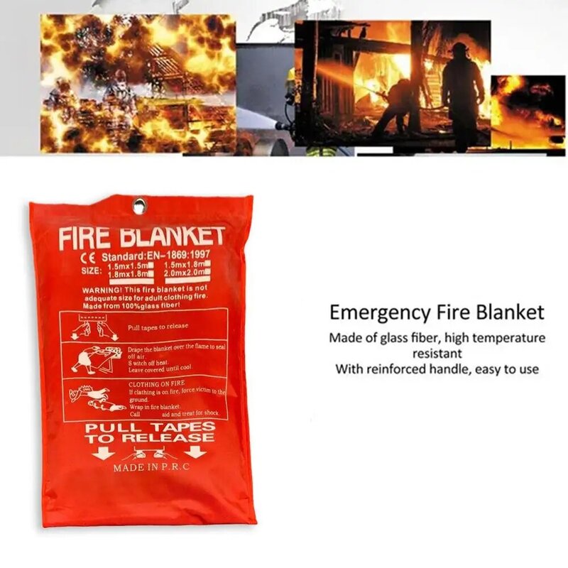 가정용 비상 화재 담요, 유리 섬유 방염 천, 화재 진압 소화기, 탈출 안전 커버, 1.0m × 1.0m