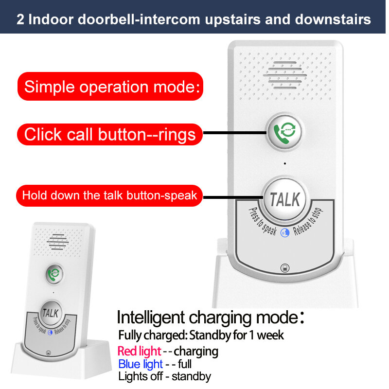 1000M Wireless Long Distance 2.4Ghz  Audio Door Phone Voice Sender&Reciever Intercom Doorbell
