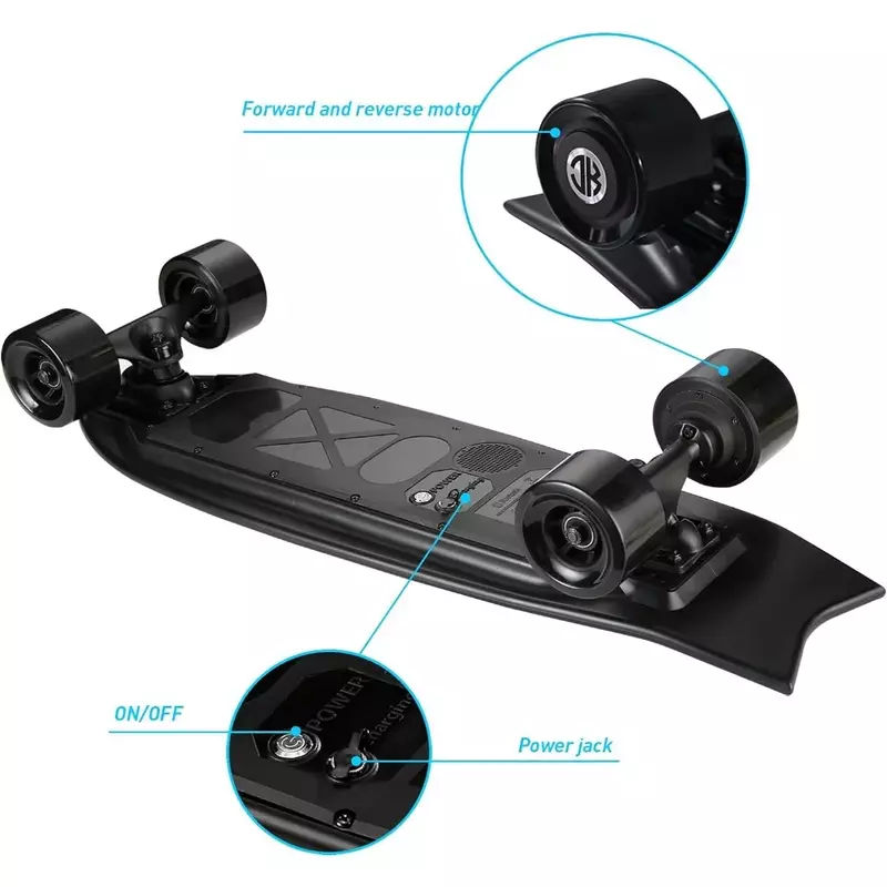 Skateboard listrik dengan Remote Control, Skateboard elektrik 450W Hub-Motor, 18,6 mph, jarak 7.6 mil, 3 pengaturan kecepatan