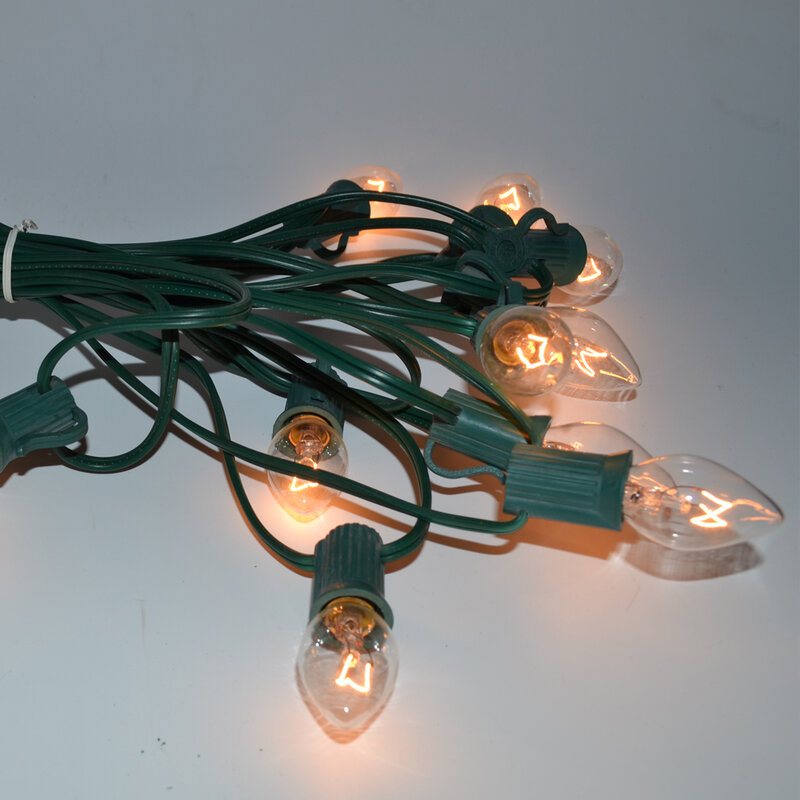 C7 E12 Lâmpada Incandescente, 120V, 5W, Transparente, Claro, Colorido, Ajuste para Decoração de Natal, 50Pcs