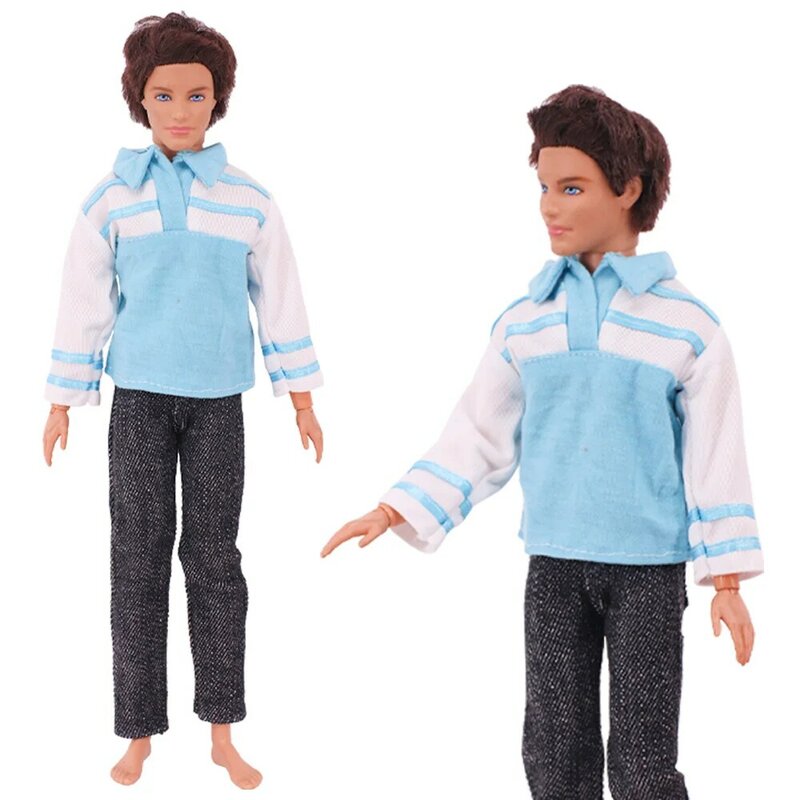 Одежда для куклы Кена ручной работы, футболка + брюки для платья Барби, аксессуары, модная повседневная одежда, игрушки для Gils, подарок на день рождения