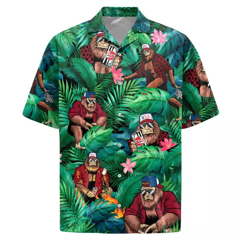 Мужская рубашка с лацканами, летняя гавайская рубашка с короткими рукавами и персонализированным 3D рисунком, повседневная, для работы и отпуска, удобный дизайн