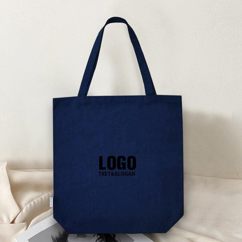 Eco amigável algodão lona sacola com bolso e zíper, logotipo personalizado, tamanho do OEM e impressão