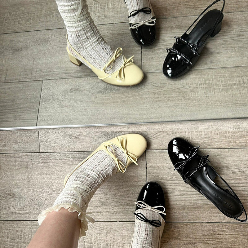 Designerskie letnie sandały damskie z odkrytymi palcami Modne eleganckie buty z węzłem motylkowym Damskie czółenka na imprezę plenerową