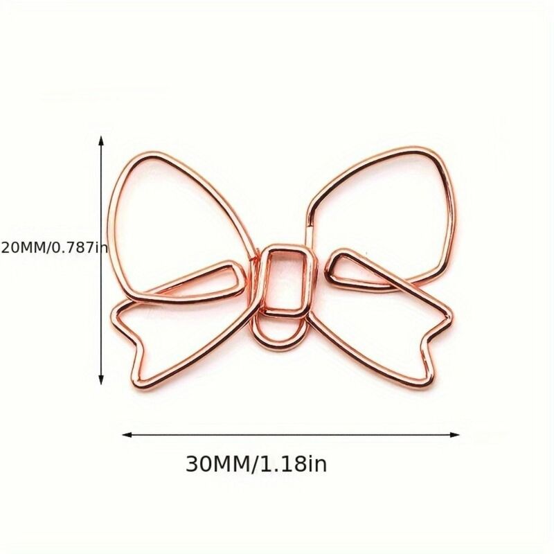 10PCS Metal Bowknot Paper Clips Paper Decorative Special-shaped Gold Bookmark Clip Creative Paper Clamps Office/School