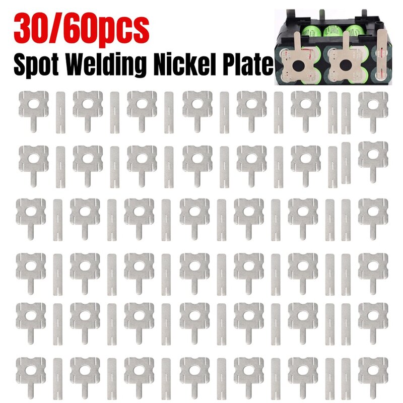Nickel Plate Battery Plating Folha de níquel, folha de níquel, tira em forma de U para bateria, solda, 30 pcs, 60 pcs