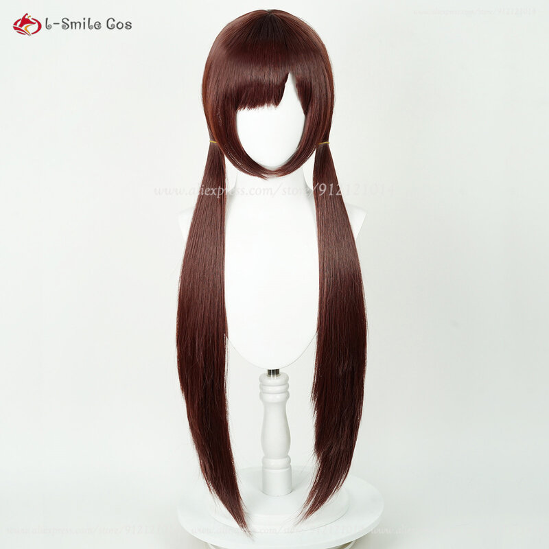 Anime EVA Cosplay Mari Makinami znakomity peruka do Cosplay brązowy czerwony 80cm długości Pre Stlye peruki odporne na ciepło włosy syntetyczne