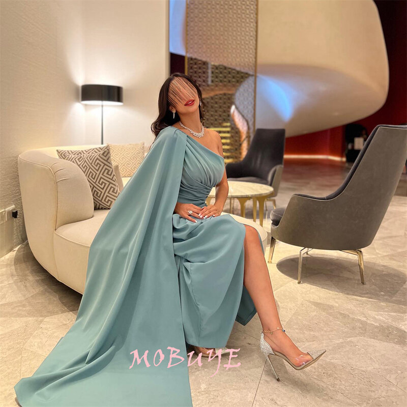 Mobuye 2024 beliebtes One-Shoulder-Ballkleid knöchel lang mit Schal ärmeln Abend mode elegantes Party kleid für Frauen