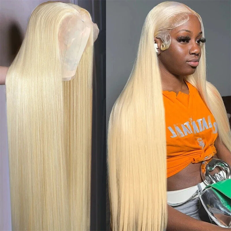 Perruque Lace Front Wig naturelle brésilienne lisse-Sophia, blond miel 613, 13x6, 13x4 HD, 30 34 pouces, pour femmes