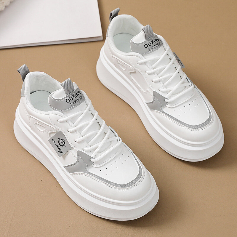 New design lady sport shoes PU upper woman casual sneakers