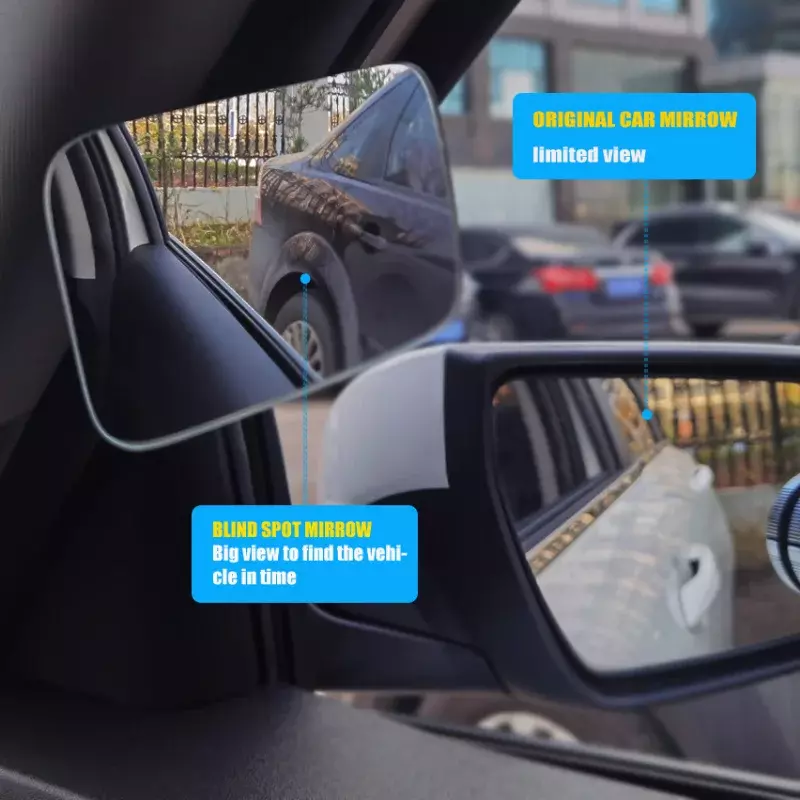 Universele Auto Interieur Blinde Vlek Spiegel Groothoek 360 ° Verstelbare Hd Convexe Achteruitkijkspiegel Auto Extra Parkeerspiegels