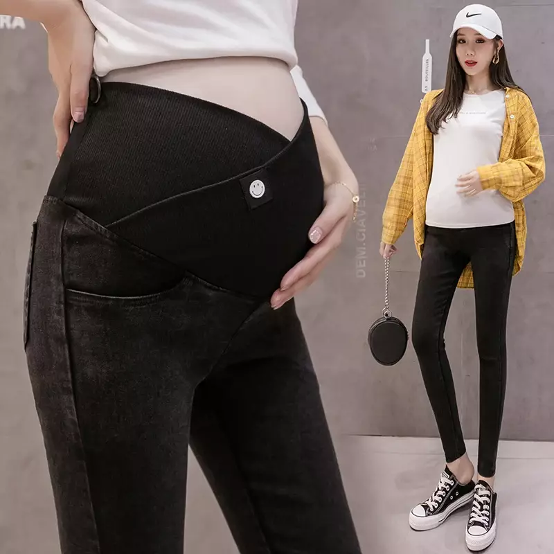 Jeans artificiel astiques Taille Basse pour Femme Enceinte, Pantalon de Grossesse, Slim, Fjm