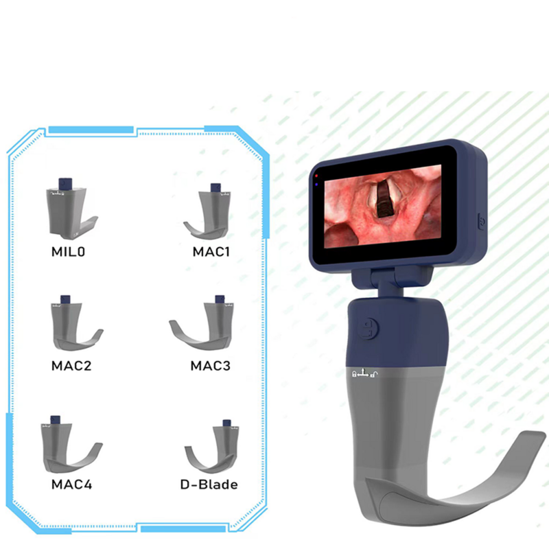 Laringoscopio de vídeo reutilizable, cuchillas esterilizables, Color TFT, LCD, de vídeo Digital laringoscopio, 6 cuchillas de acero inoxidable opcionales