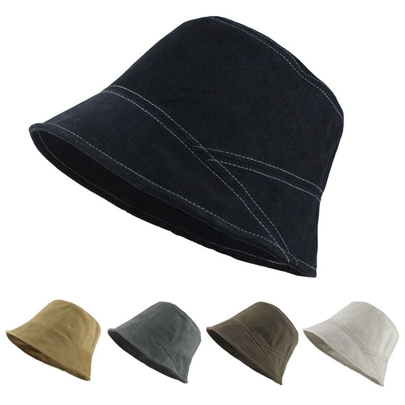 Krem przeciwsłoneczny kapelusz typu Bucket moda jednolity kolor ochrony przeciwsłonecznej czapka plażowa bawełny umywalkowy kapelusz kobiet dziewcząt