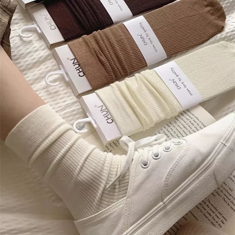 Calcetines de Color caramelo para mujer, calcetín de Color sólido, transpirable, informal, fino, colorido, suelto, sin pelusas, suave, lindo