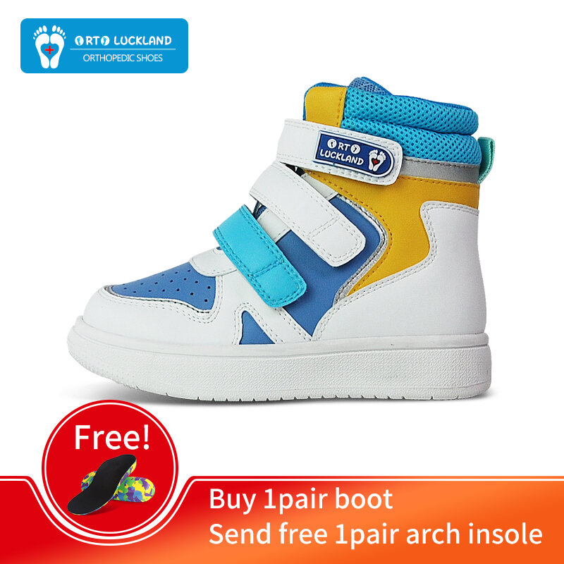 Scarpe per bambini per bambini Sneakers ortopediche per bambini supporto per caviglia con schienale alto suola in pelle antiscivolo calzature da corsa 2-7 anni