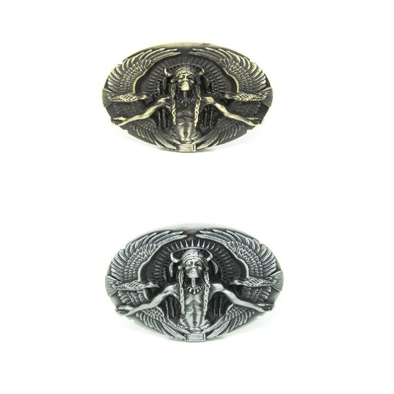 NaNative Western Retro Indian Chiefs with Double Shaped Pattern Oval Zinc