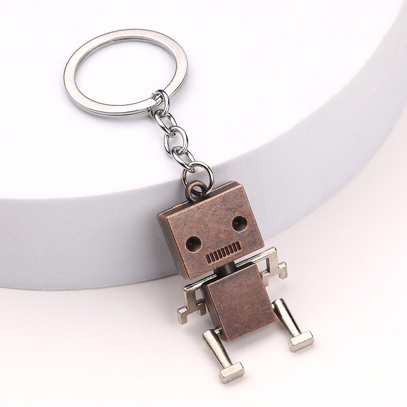 1PC Cute Mini Robot Car Keychain Creative Retro Movable Alloy Robot Car Key Holder for Men Punk Bag Ornaments Key Accessories