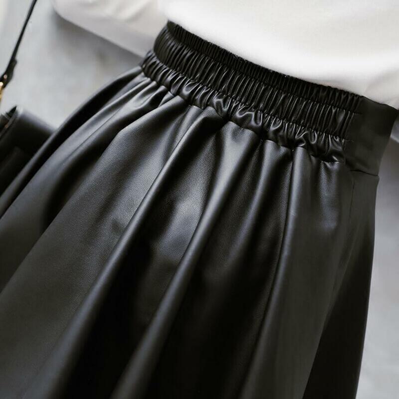 Party Skirt Stylish Women's Faux Leather Skirt High Waist Soft Pleated Design Above Knee Length for Club Nights Nightclubs Soft