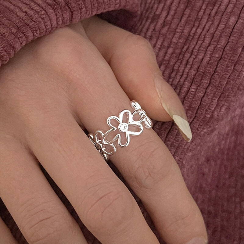 Кольца из стерлингового серебра 925 пробы, Модные Винтажные парные кольца в стиле хип-хоп, необычные кольца из тайского серебра с отверстиями, украшения из искусственного серебра, подарки на день рождения