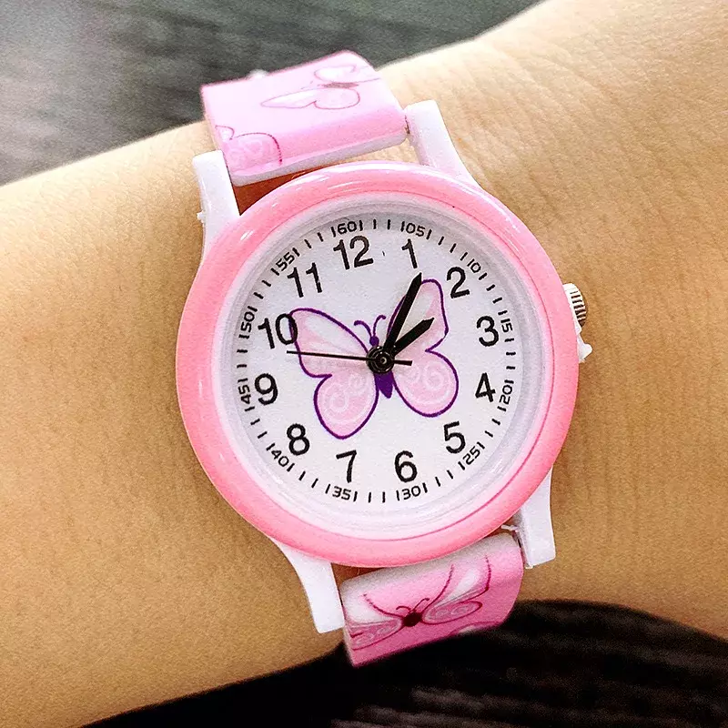 น่ารักผีเสื้อพิมพ์ซิลิโคน Candy Jelly ควอตซ์นาฬิกาสำหรับเด็กนักเรียนหญิงของขวัญนาฬิกา