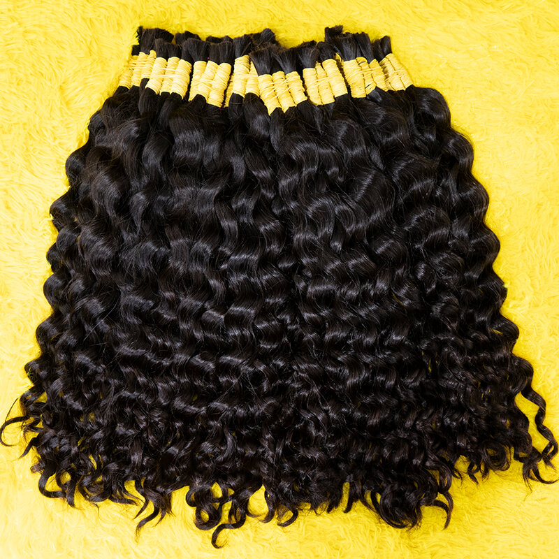 12A Raw Bulk Human Hair Deep Wave For Braiding Deep Wave Burmese Curly No Weft Brazilian Remy Hair Extensions Bundles 100 Grams