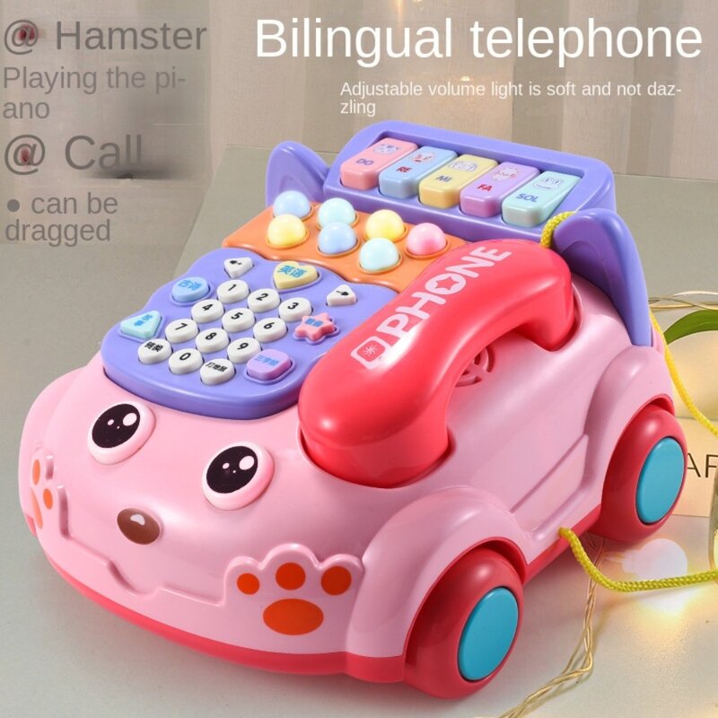 Обучающая развивающая игрушка для детей, музыкальный автомобиль, телефон, имитация мультяшного рисунка, детская игрушка для телефона в форме автобуса