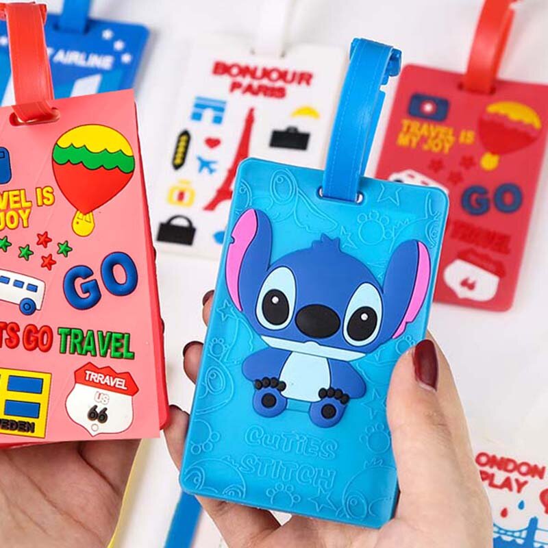 Creative Stitch Rectangle Cute Travel Accessories Luggage Tags Suitcase Cartoon Style Fashion Silicon Portable Travel Label
