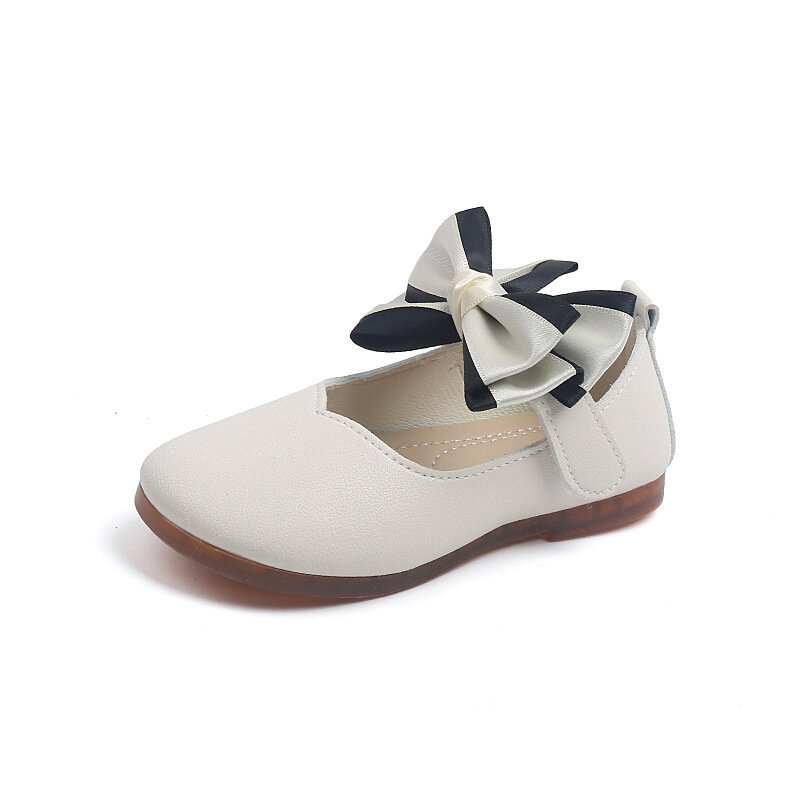 Girls Solid Color Leather Shoes Children Cute Color Matching Bow Princess Shoes for Party Wedding Baby Soft Soled Walking Shoes