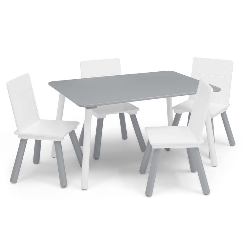 Kinder Tisch und Stuhl Set (4 Stühle enthalten)-ideal für Kunst handwerk, Snack-Zeit, Homes chooling, Hausaufgaben & mehr