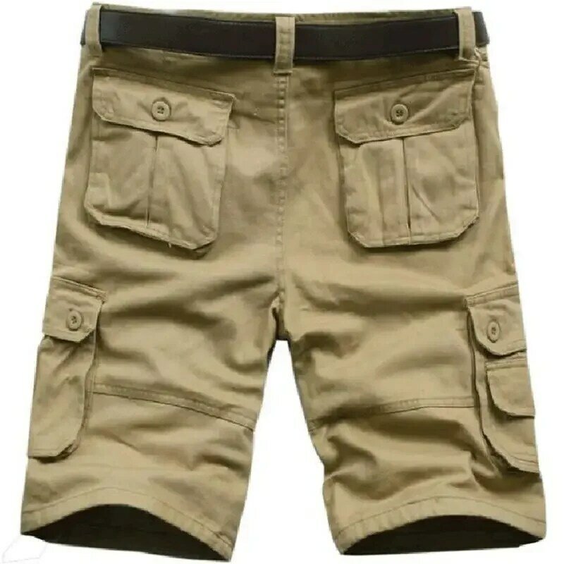 Herren Cargo Shorts halb solide Bermuda kurze Hosen für Männer Knopf 2024 Mode Baggy elastische Taille Vintage lässig y2k bequem