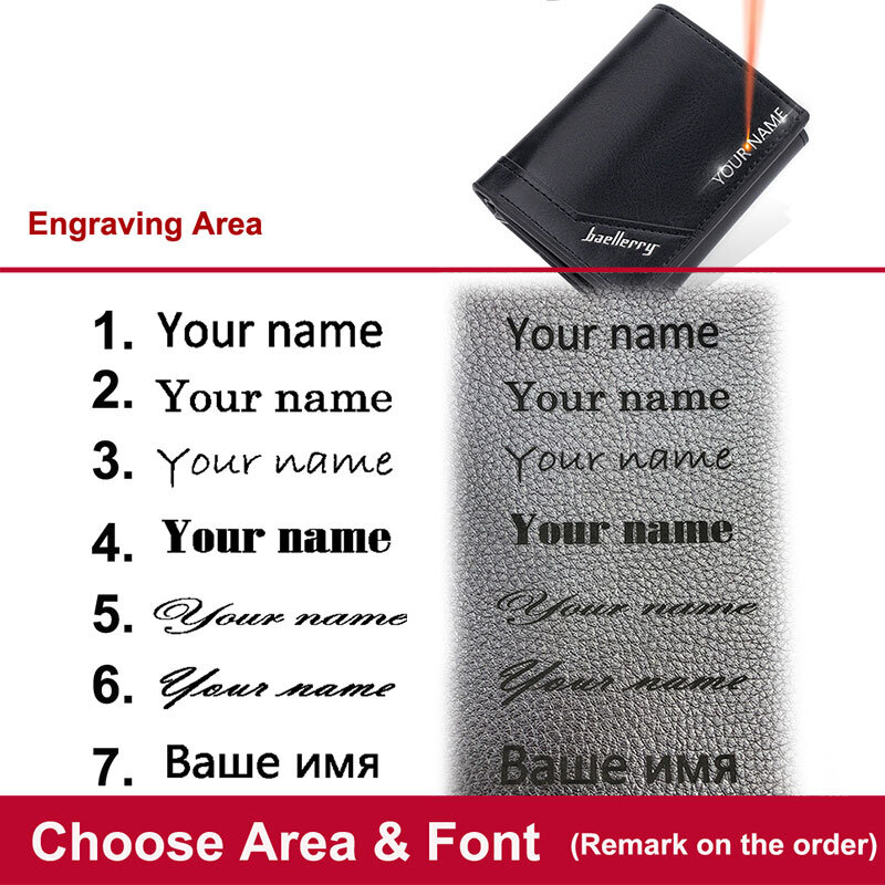 Baellerry-Porte-cartes courts RFID pour hommes, gravure de nom gratuite, couverture de carte Popup, porte-photo simple, pinces à billets pour hommes, nouveau
