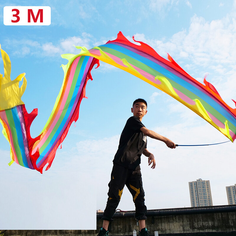 3M Kids Fitness Dragon Swing Dance nastro colorato studente Stage Performance Dance Ribbon Swing Rod Dragon Dance Multi Style