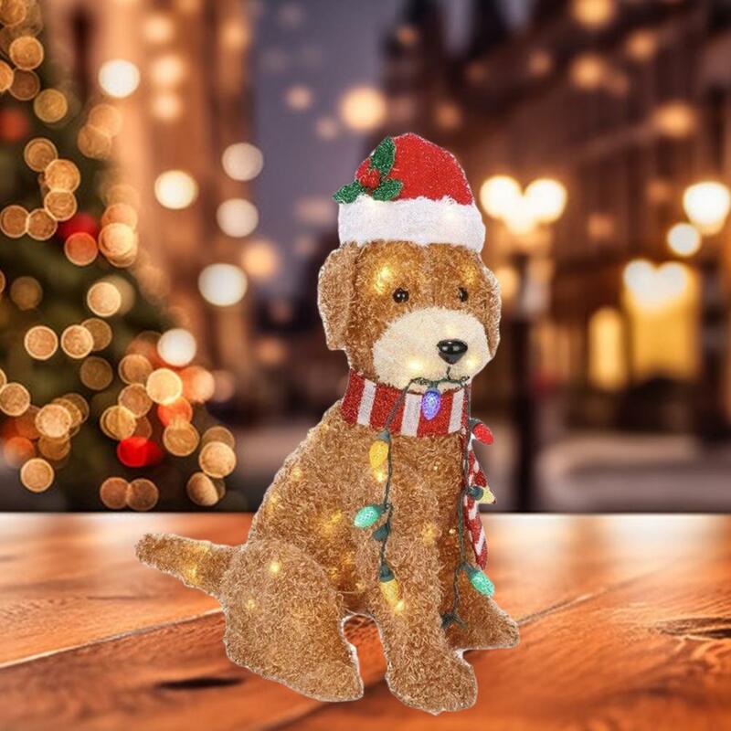Decoración navideña de espíritu de perro dorado, iluminación festiva, decoración de patio Ornamental para Feliz Navidad, temporada de vacaciones