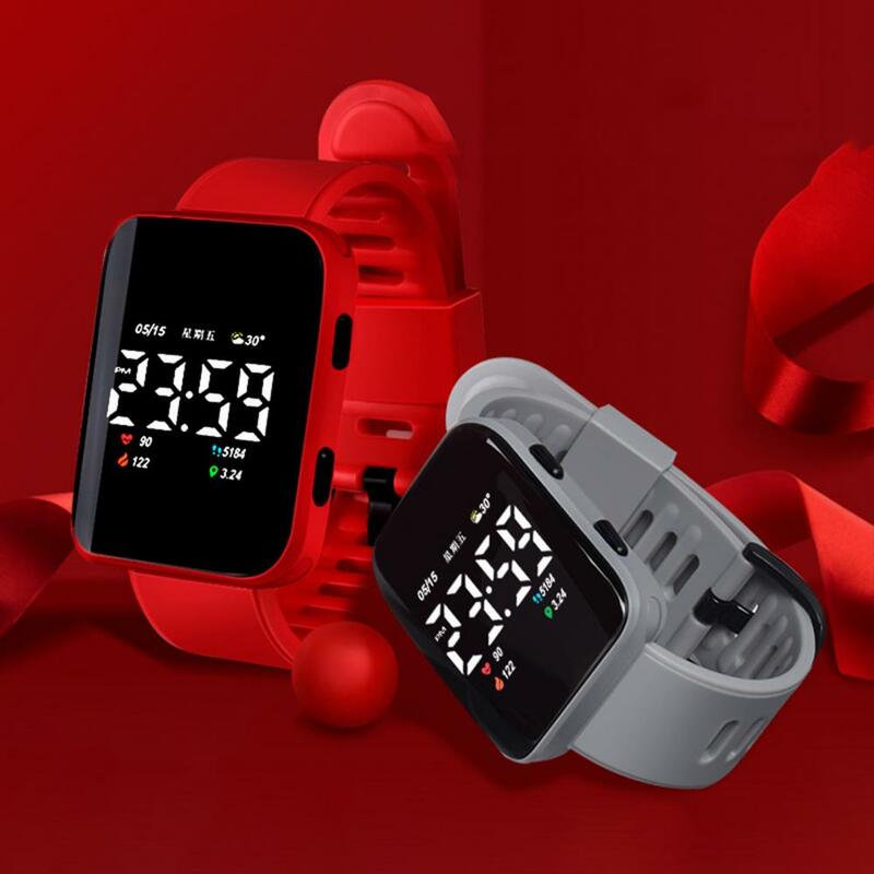 어린이용 LED 디지털 시계, 방수 손목시계, 소년 소녀 스포츠 전자 시계, 학생 실리콘 팔찌 시계