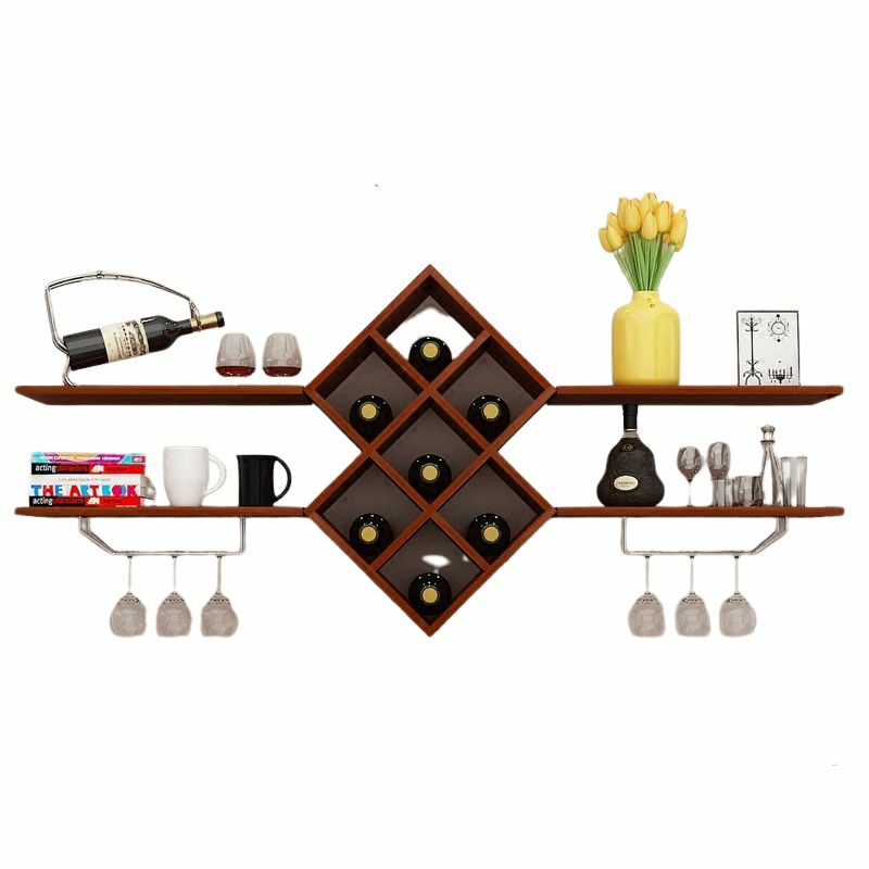 Auto Montar Parede Branca Mount Wine Rack, Vinho de madeira Titular, Mini Bar, Casa Pequena, Decoração Cozinha
