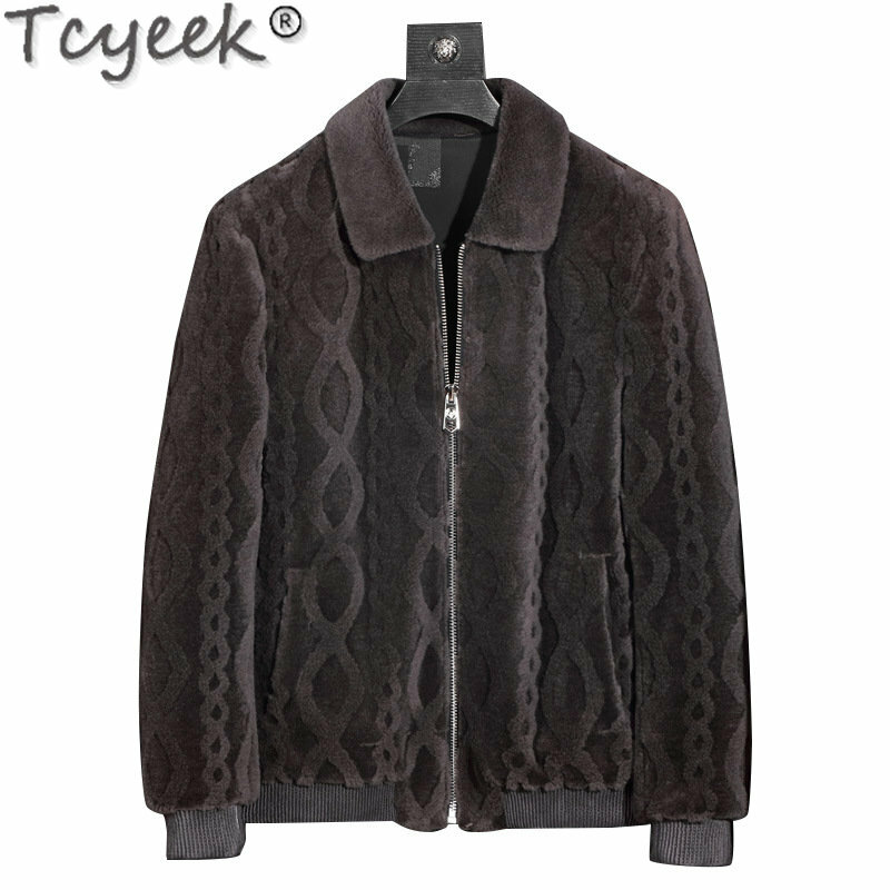 Tcyek 2023 남성용 양 전단 코트, 짧은 울 재킷, 남성 의류 패션, 진짜 모피 코트, 슬림 차케타, 타이드 LM