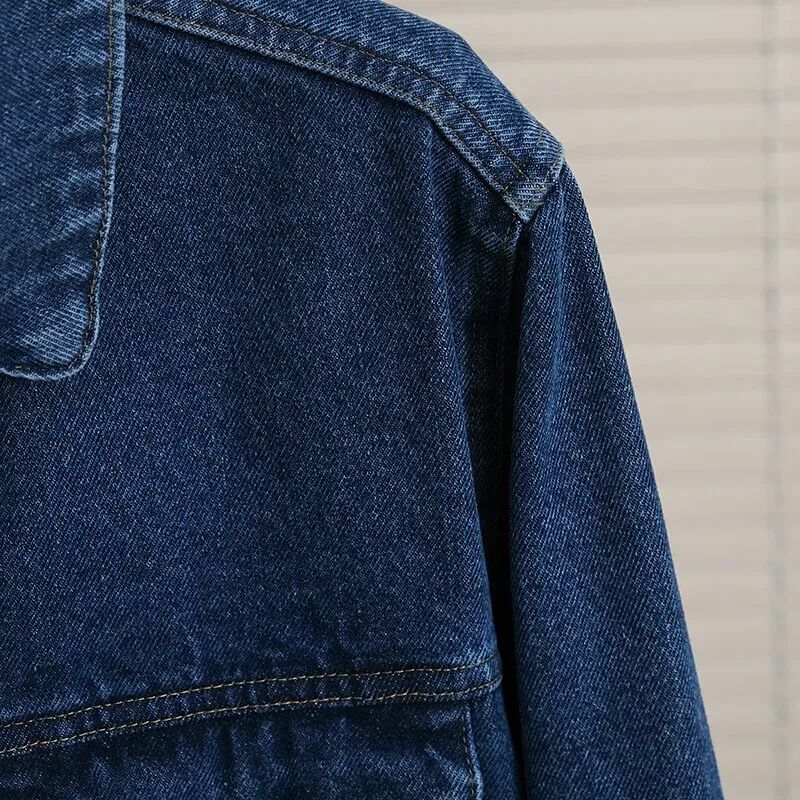 Мужская джинсовая куртка с карманами, Повседневная Свободная джинсовая куртка Джокера в стиле ретро, шикарный топ с длинным рукавом, новинка 2024