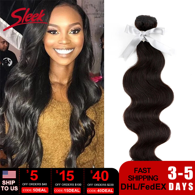 Sleek Brazilian Body Wave Hair Bundles Remy 8 to 36 Inches 100% Natural Black Human Hair Extensions For Black Women