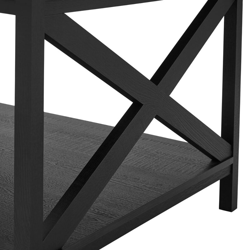 Tavolino da caffè rettangolare per case coloniche, nero