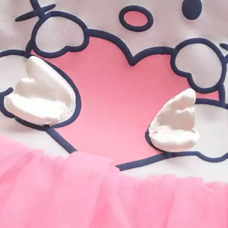Sanrio HelloKitty sukienka odzież dziecięca urocze dziewczęce TuTu z krótkim rękawem siateczkowe sukienki księżniczki na przyjęcie urodzinowe przedsionek