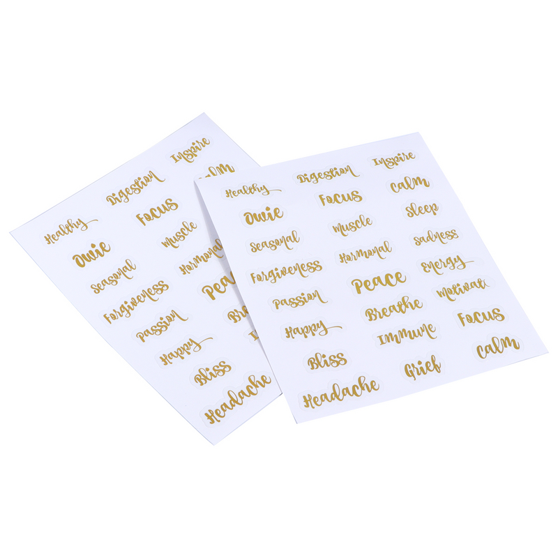 Paper Gold Letter Pain Wellness Happy Peace Label Sticker Essential Oil Bottle Tags Decorative Sticker DIY Handmade Sticker