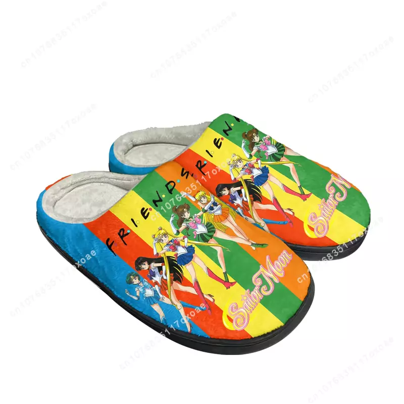 Домашние хлопковые тапочки с принтом аниме M-Moons манга S-моряки, сандалии на заказ для мужчин и женщин, плюшевая Повседневная сохраняющая тепло обувь, термотапочки