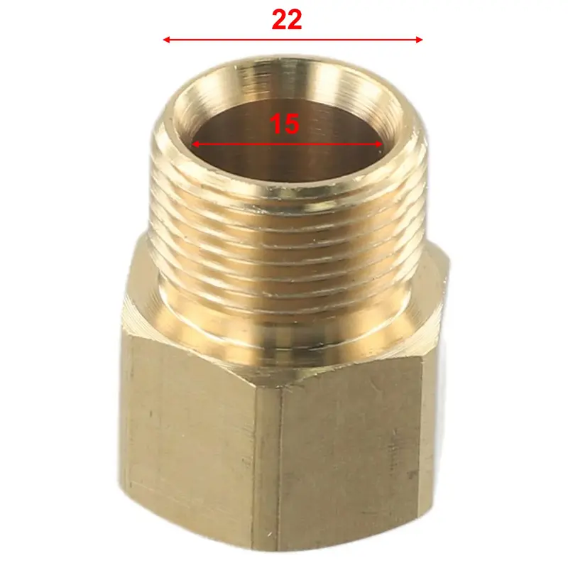 Metric Adapter M22 15mm Male Thread To M22 14mm Female Pressure Washer Gun Hose Connector Brass Fitting Garden Parts