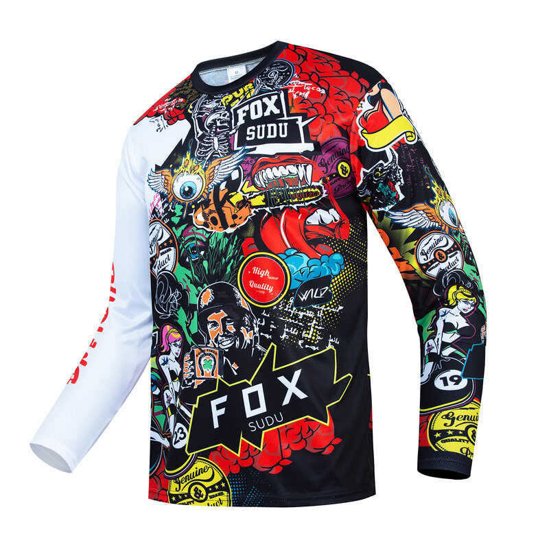 FOX SUDU-T-shirt de cyclisme à manches longues pour homme, moto de cross-country, VTT, réduction de vitesse trempée, séchage rapide