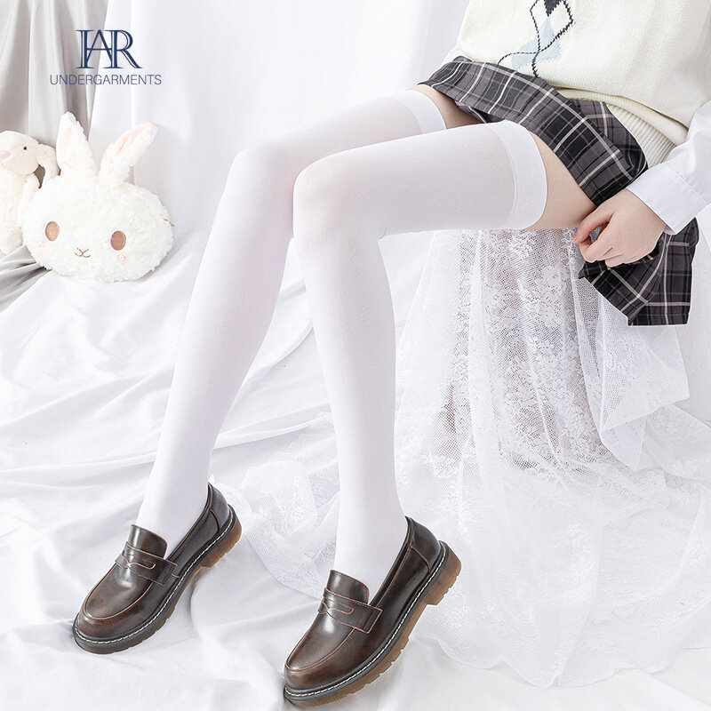 Medias largas antideslizantes de silicona por encima de la rodilla, uniformes japoneses, medias blancas, calcetines finos y altos hasta el muslo