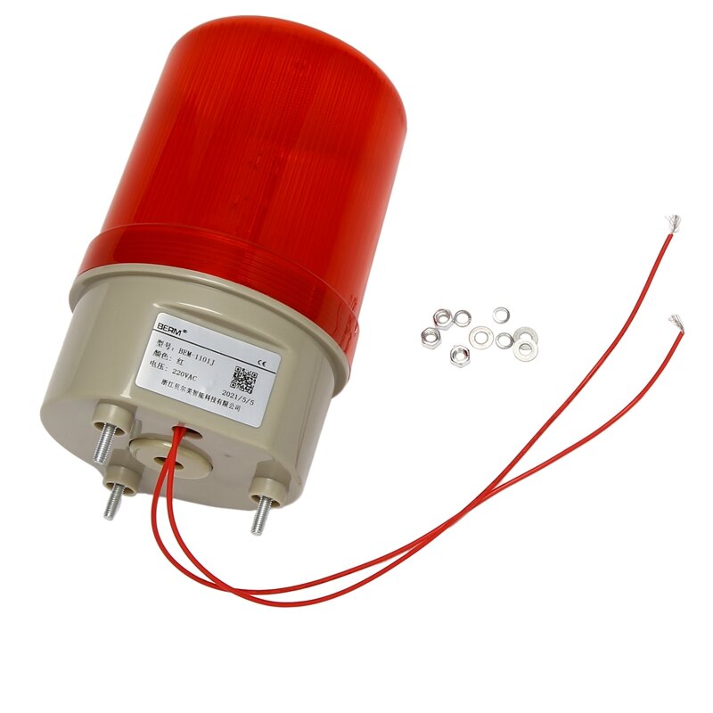 Industrieel Knipperend Geluid Alarmlampje, BEM-1101J 220V Rode Led-Waarschuwingslampjes Akoesto-Optisch Alarmsysteem Roterend Licht Noodgeval